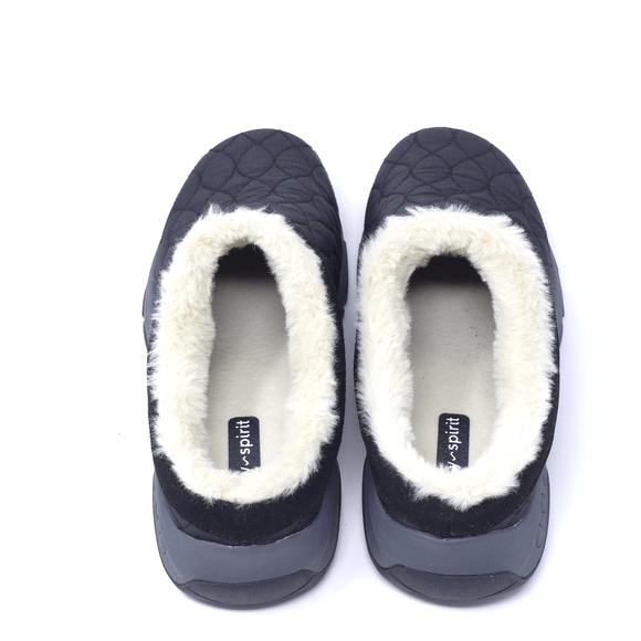 Easy Spirit Wimmy Black Shearling Quilted Clogs 7.5M Cozy Winter Mules - Picture 5 of 9